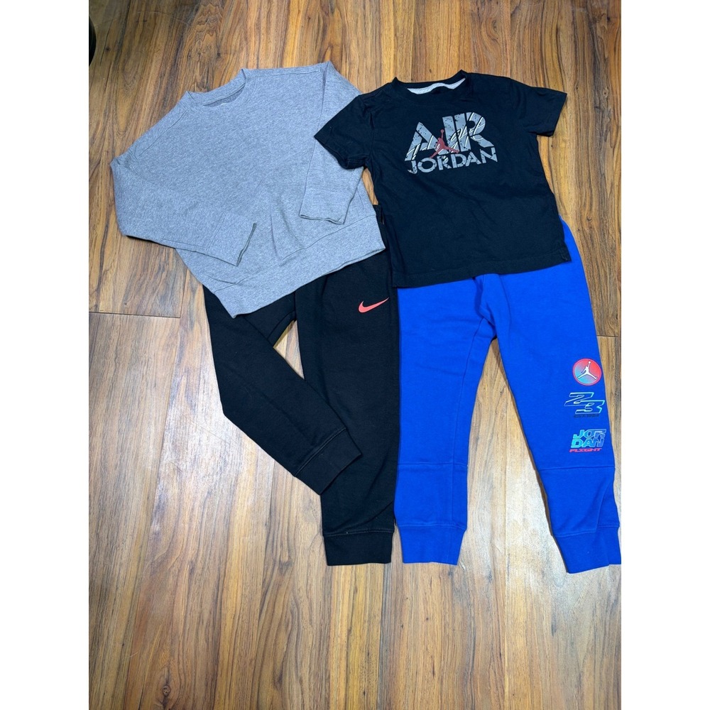 Nike Jordan Boys Size 6 7 4pc Clothing Lot Joggers Tee Sweatshirt Basketball